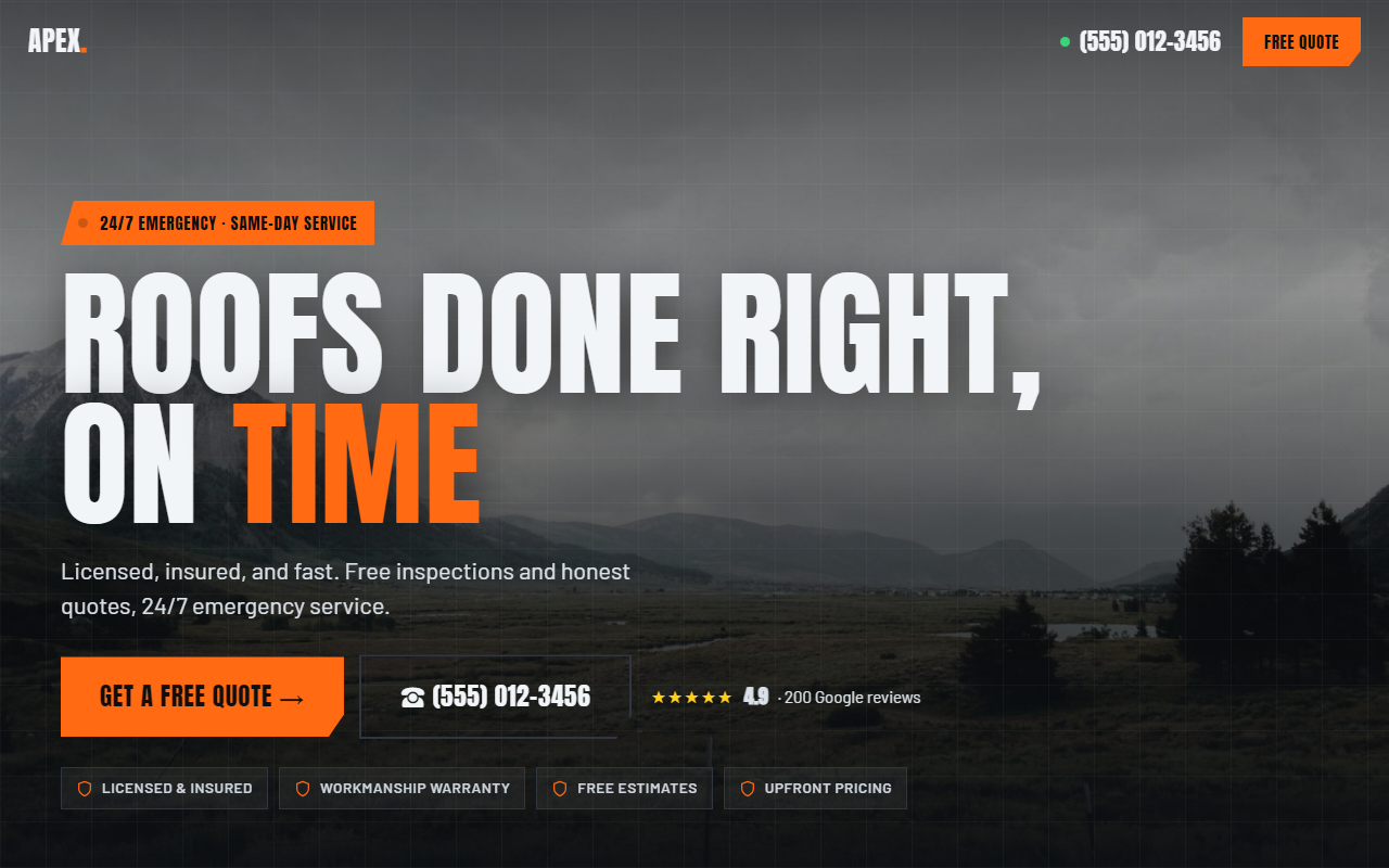 Apex Roofing & Exteriors design preview